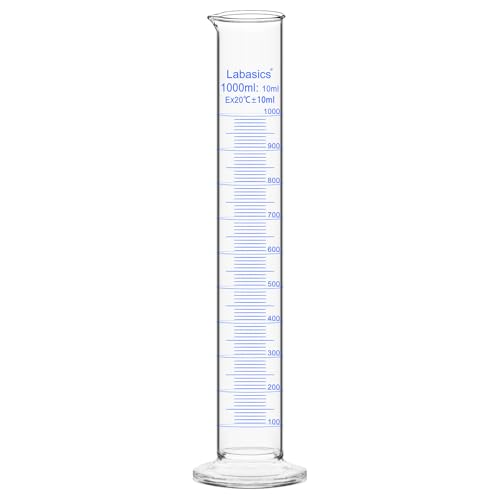 Labasics 1er-Pack 1000 ml Messzylinder aus Borosilikatglas, Schwerer Messzylinder für den Laborgebrauch von Labasics