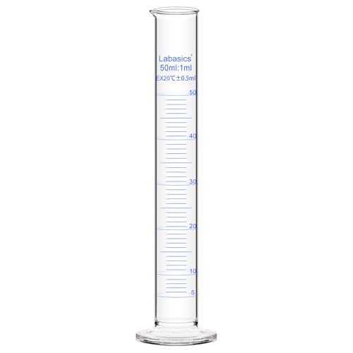 Labasics 1er-Pack 50 ml Messzylinder aus Borosilikatglas, Schwerer Messzylinder für den Laborgebrauch von Labasics