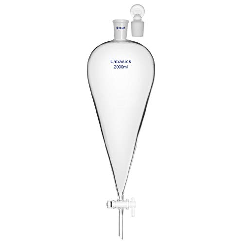 Labasics 2000ml Borosilikatglas Konischer Scheidetrichter mit PTFE-Absperrhahn, Separatory Funnel von Labasics