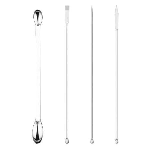 Labasics 4 Stück Labormikrolöffel und Spatel Set, Edelstahl Doppelseitige Laborspatel Probenahmelöffel Mikroskopulas Wiegeset von Labasics