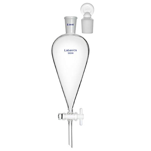 Labasics 500ml Borosilikatglas Konischer Scheidetrichter mit PTFE-Absperrhahn, Separatory Funnel von Labasics