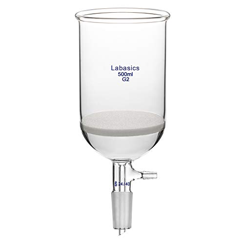 Labasics Borosilikat Glas Büchner Filtertrichter mit Mittlerer Fritte (G2), 114mm I.D, 120mm Tiefe, Buchner Filtering Funnel mit 24/40 Standard Taper Gelenk und Vakuum Verzahntem Tubulat (500ml) von Labasics