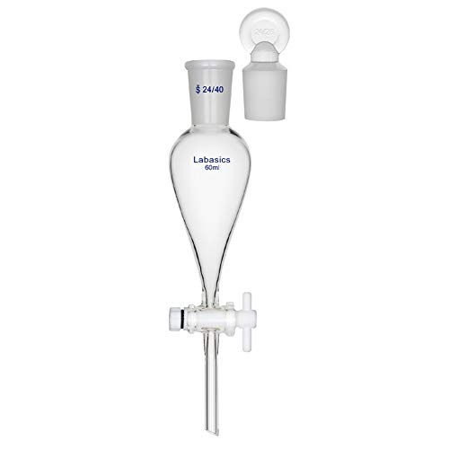 Labasics 60ml Borosilikatglas Konischer Scheidetrichter mit PTFE-Absperrhahn, Separatory Funnel von Labasics