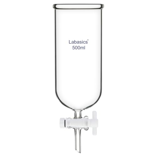 Labasics Abtropffunnel, Teflon-Hahn Hochborosilikatglas Nicht Graduiert, für Präzise Flüssigkeitsdosierung, 500 ml von Labasics