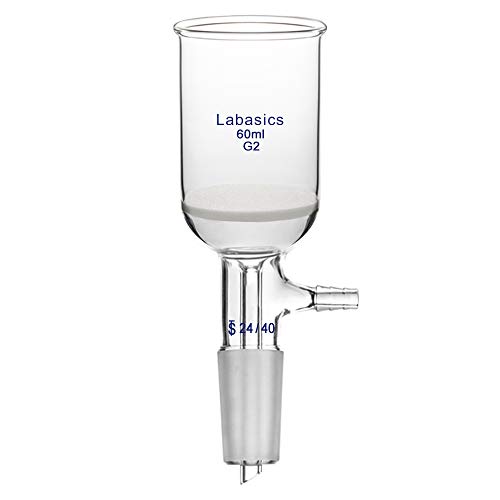 Labasics Borosilikat Glas Büchner Filtertrichter mit Mittlerer Fritte (G2), 43mm I.D, 57mm Tiefe, Buchner Filtering Funnel mit 24/40 Standard Taper Gelenk und Vakuum Verzahntem Tubulat (60ml) von Labasics