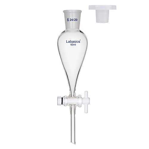 Labasics Borosilikatglas 60 ml Schwerwandiger konischer Scheidetrichter mit 24/29 Gelenken und PTFE Absperrhahn von Labasics