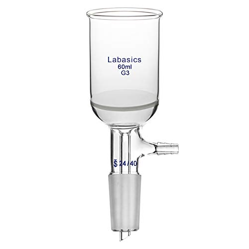 Labasics Borosilikatglas Buchner Filtertrichter mit Feiner Fritte (G3), 43 mm Innendurchmesser, 57mm Tiefe, Buchner Filtering Funnel mit 24/40 Innengelenk und Vakuum Verzahntem Tubulat (60 ml) von Labasics