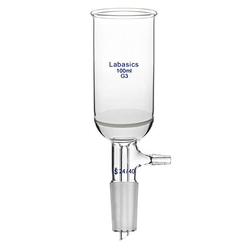 Labasics Borosilikatglas Buchner Filtertrichter mit Feiner Fritte (G3), 46 mm Innendurchmesser, 80mm Tiefe, Buchner Filtering Funnel mit 24/40 Innengelenk und Vakuum Verzahntem Tubulat (100 ml) von Labasics