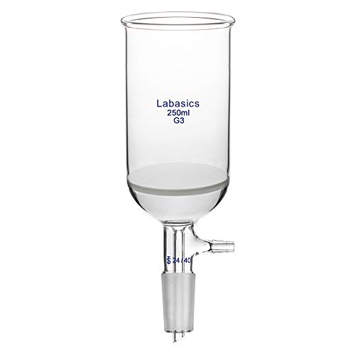 Labasics Borosilikatglas Buchner Filtertrichter mit Feiner Fritte (G3), 65 mm Innendurchmesser, 100 mm Tiefe, Buchner Filtering Funnel mit 24/40 Innengelenk und Vakuum Verzahntem Tubulat (250 ml) von Labasics