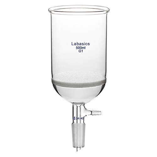 Labasics Borosilikat Glas Büchner Filtertrichter mit Grob Fritte (G1), 95mm I.D, 120mm Tiefe, Buchner Filtering Funnel mit 24/40 Standard Taper Innengelenk und Vakuumverzahnte Tubulation (500ml) von Labasics