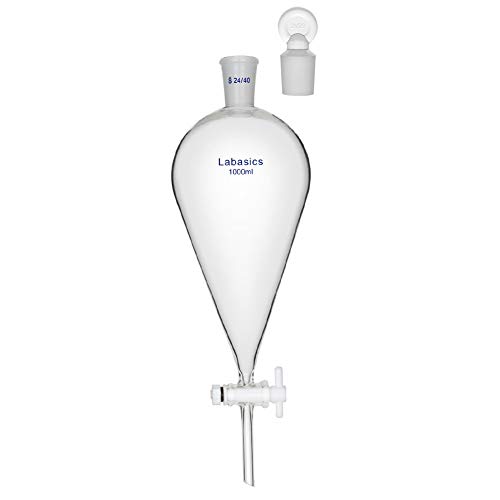 Labasics Borosilikatglas Konischer Scheidetrichter mit PTFE-Absperrhahn, Separatory Funnel 1000ml von Labasics