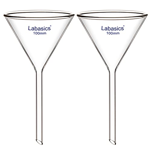 Labasics Borosilikatglas Trichter, 2er-Pack Schwere Glaswand Trichter Glass Funnel Kurzer Stiel 100 mm Durchmesser, 100 mm Stiellänge Labasics Borosilikatglas Trichter, 2er-Pack Schwere Glaswand Trichter Glass Funnel Kurzer Stiel 100 mm Durchmesser, 100 mm Stiellänge von Labasics
