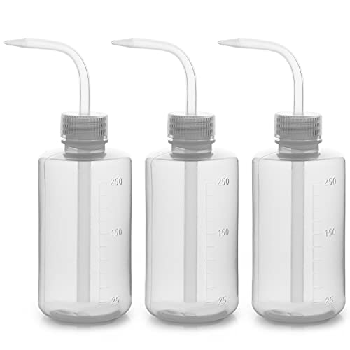 Labasics Chemische Waschflaschen, 3er-Pack Kunststoff Sicherheit Lab Squeeze Flasche Waschen Flasche, LDPE mit schmalem Mund Chemical Wash Bottle, 250 ml (8 oz)/3 Stück von Labasics