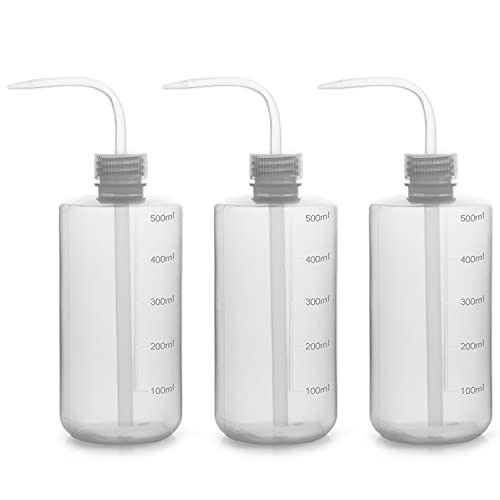 Labasics Chemische Waschflaschen, 3er-Pack Kunststoff Sicherheit Lab Squeeze Flasche Waschen Flasche, LDPE mit schmalem Mund Chemical Wash Bottle, 500 ml (8 oz)/3 Stück von Labasics