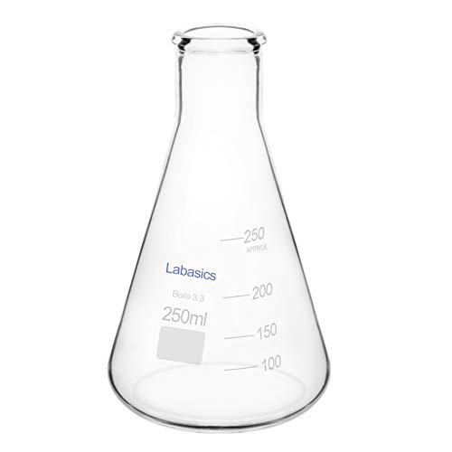 Labasics Erlenmeyerkolben aus Glas, Schmalmund Borosilikatglas Labor Kolben Erlenmeyer Flask mit Robustem Rand - 250ml von Labasics