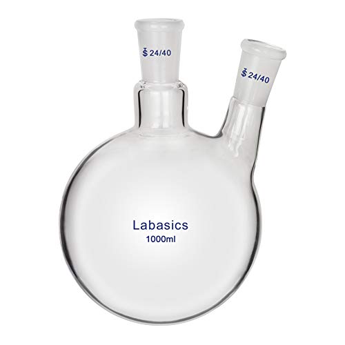 Labasics Glas 1000ml Rundkolben mit 2 Hals RBF, 2 Neck Round Bottom Flask mit 24/40 Mittlerer und Seiten Konus Joint - 1000ml Labasics Glas 1000ml Rundkolben mit 2 Hals RBF, 2 Neck Round Bottom Flask mit 24/40 Mittlerer und Seiten Konus Joint - 1000ml von Labasics