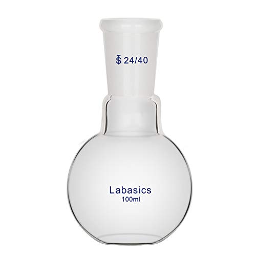 Labasics Glas 100ml Einhals-Kochkolben mit Flachem Boden, Flat Bottom Boiling Flask Glaskolben mit 24/40 Standard-Außengelenk - 100ml von Labasics