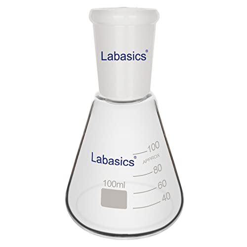 Labasics Glas 24/40 Erlenmeyerkolben, Borosilikatglas Dickwandiger Kolben mit 24/40 Standard Konus Außengelenk, 100 ml von Labasics