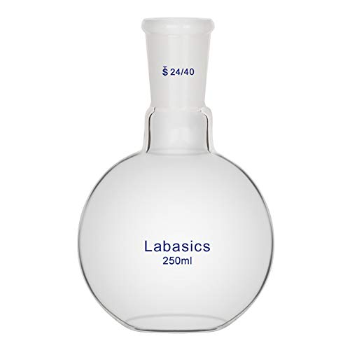 Labasics Glas 250ml Einhals-Kochkolben mit Flachem Boden, Flat Bottom Boiling Flask Glaskolben mit 24/40 Standard-Außengelenk - 250ml von Labasics