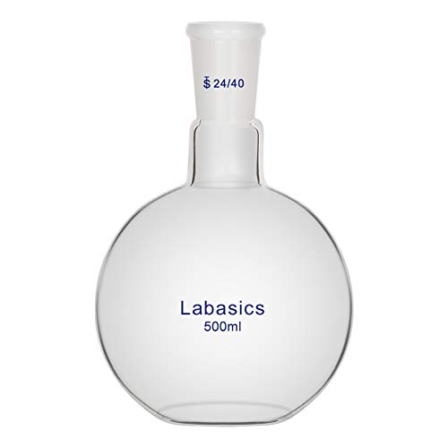 Labasics Glas 500ml Einhals-Kochkolben mit Flachem Boden, Flat Bottom Boiling Flask Glaskolben mit 24/40 Standard-Außengelenk - 500ml von Labasics