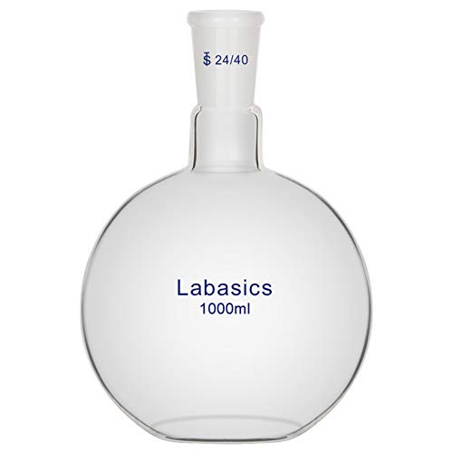 Labasics Glas 1000ml Einhals-Kochkolben mit Flachem Boden, Flat Bottom Boiling Flask Glaskolben mit 24/40 Standard-Außengelenk (1000ml) von Labasics