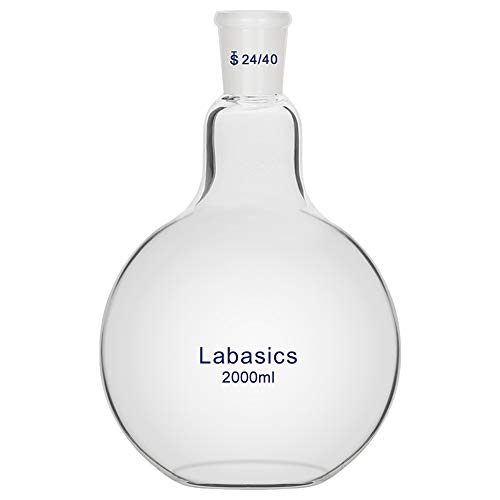 Labasics Glas 50ml Einhals-Kochkolben mit Flachem Boden, Flat Bottom Boiling Flask Glaskolben mit 24/40 Standard-Außengelenk (2000ml) von Labasics