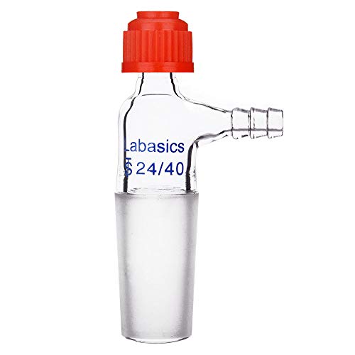Labasics Glas Einlass Thermometeradapter, 24/40 Innengelenk Inlet Borosilikatglas Vakuumadapter mit Seite Gezahnt Schlauchanschluss und Kompressionskappe Laborglaswaren von Labasics