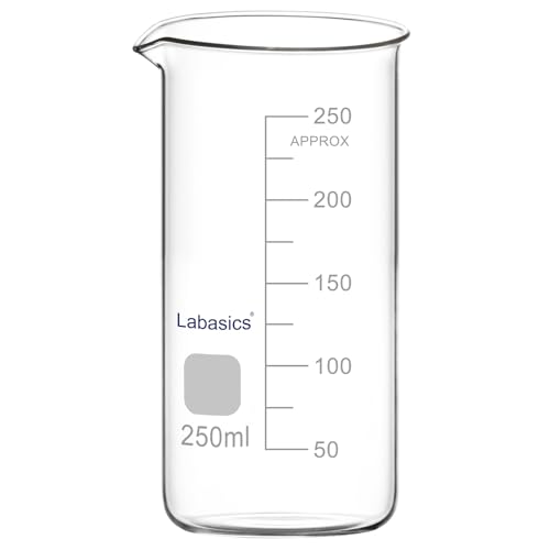 Labasics Glas Hochbecher, Borosilikatglas Graduierter Hochformat Griffin Becher mit Ausgießrand, 1 Stück, 250 ml von Labasics