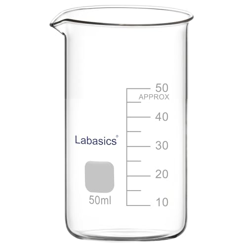 Labasics Glas Hochbecher, Borosilikatglas Graduierter Hochformat Griffin Becher mit Ausgießrand, 1 Stück, 50 ml von Labasics
