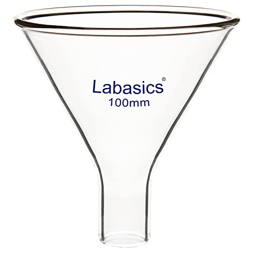 Labasics Glas Pulver Trichter, schwerer Wand Borosilikatglas kurzer Stiel Trichter mit 100 mm Spitzendurchmesser und 32 mm Stiel Durchmesser von Labasics