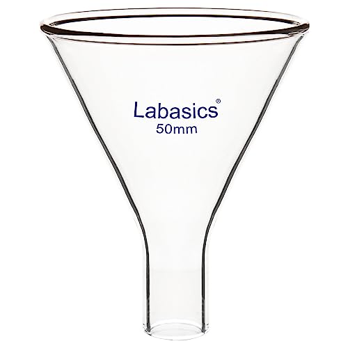 Labasics Glas Pulver Trichter, schwerer Wand Borosilikatglas kurzer Stiel Trichter mit 50 mm Spitzendurchmesser und 26 mm Stiel Durchmesser von Labasics