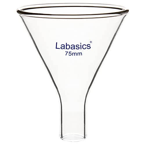 Labasics Glas Pulver Trichter, schwerer Wand Borosilikatglas kurzer Stiel Trichter mit 75 mm Spitzendurchmesser und 31 mm Stiel Durchmesser von Labasics