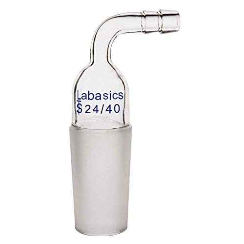 Labasics Glasadapter, Glas Gebogener Adapter 90 Bend Einlassadapter mit 24/40 Männlich Glas Gelenk und 8mm Schlauchanschluss laborglas Bent Inlet Adapter von Labasics