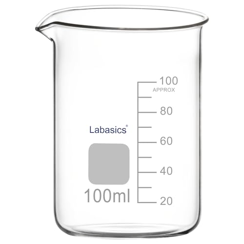 Labasics Glasbecher, 1er Pack Borosilikatglas Graduierter Tiefform-Griffinglasbecher mit Ausgießer, 100 ml, Hochtemperaturbeständig, Laborgebrauch Labasics Glasbecher, 1er Pack Borosilikatglas Graduierter Tiefform-Griffinglasbecher mit Ausgießer, 100 ml, Hochtemperaturbeständig, Laborgebrauch von Labasics