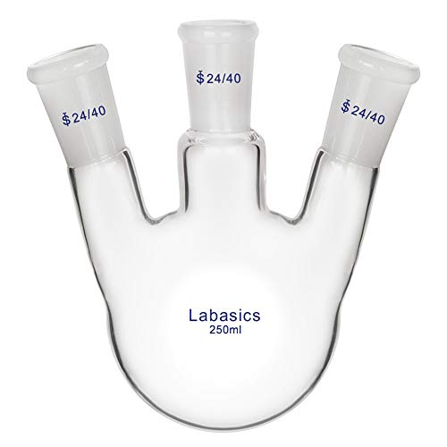 Labasics Glaskolben 250ml 3-Hals-Rundkolben RBF, 3 Neck Round Bottom Flask mit 24/40 Mittel- und Seiten Standardgelenk - 250ml Labasics Glaskolben 250ml 3-Hals-Rundkolben RBF, 3 Neck Round Bottom Flask mit 24/40 Mittel- und Seiten Standardgelenk - 250ml von Labasics