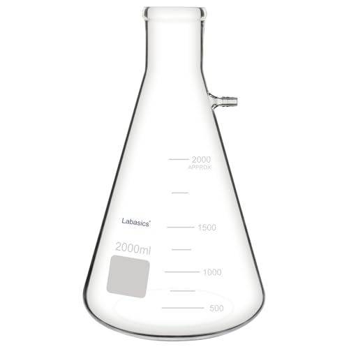 Labasics Glass Filterung Fläschchen, Borosilikatglas Glass Filtering Flask, Fläschchen mit Tubulation (2000 ml, Transparent) von Labasics