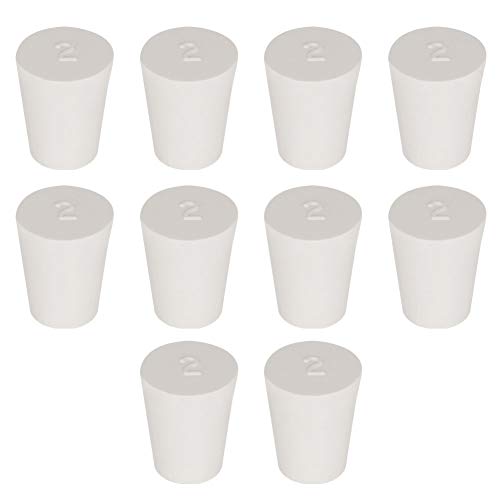 Labasics 10PK 2# Vollgummistopfen - Größe:15mm Flasche, 21mm Oberseite, 26mm Länge - Weiße konische Lab Seal Gummistopfen von Labasics