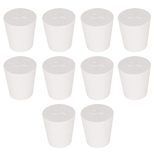 Labasics 10PK 4# Vollgummistopfen - Größe:19mm Flasche, 26mm Oberseite, 28mm Länge - Weiße konische Lab Seal Gummistopfen von Labasics