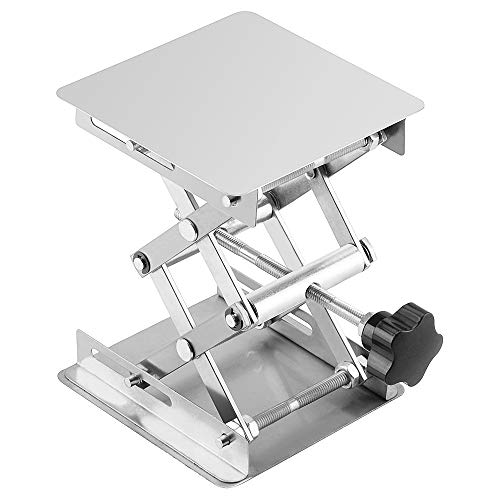 Labasics Laborhebebühne, 100 x 100 mm Lab Jack Scherenständer Hubtisch aus Edelstahl, Hebebühne Labor, Erweiterbarer Hebehöhenbereich von 45 mm bis 158 mm, Maximal Unterstützte Gewicht 5 KG von Labasics