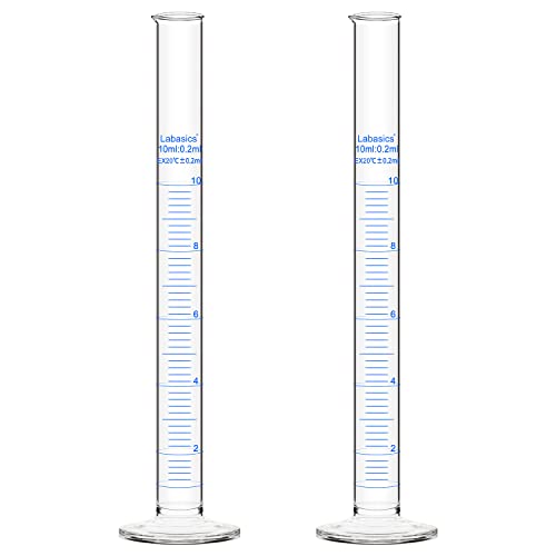 Labasics Messzylinder, 2er-Pack 10 ml Borosilikatglas Messzylinder Laborzylinder Lab Graduated Cylinder Labasics Messzylinder, 2er-Pack 10 ml Borosilikatglas Messzylinder Laborzylinder Lab Graduated Cylinder von Labasics