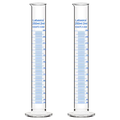 Labasics Messzylinder, 2er-Pack 250 ml Borosilikatglas Messzylinder Laborzylinder Lab Graduated Cylinder Labasics Messzylinder, 2er-Pack 250 ml Borosilikatglas Messzylinder Laborzylinder Lab Graduated Cylinder von Labasics