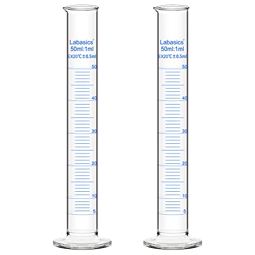 Labasics Messzylinder, 2er-Pack 50 ml Borosilikatglas Messzylinder Laborzylinder Lab Graduated Cylinder Labasics Messzylinder, 2er-Pack 50 ml Borosilikatglas Messzylinder Laborzylinder Lab Graduated Cylinder von Labasics