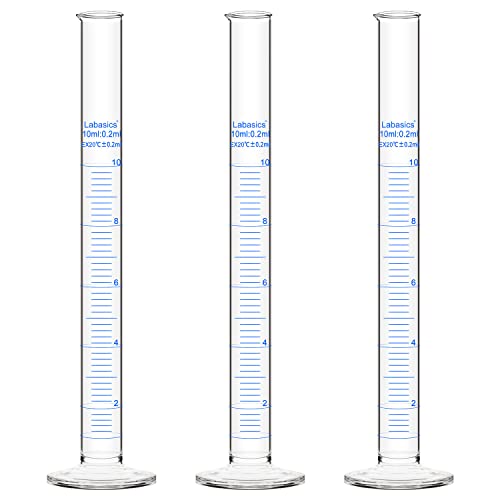 Labasics Messzylinder, 3er-Pack Borosilikat Glas 10 ml Dickwandiger Messzylinder Laborzylinder Lab Graduated Cylinder von Labasics