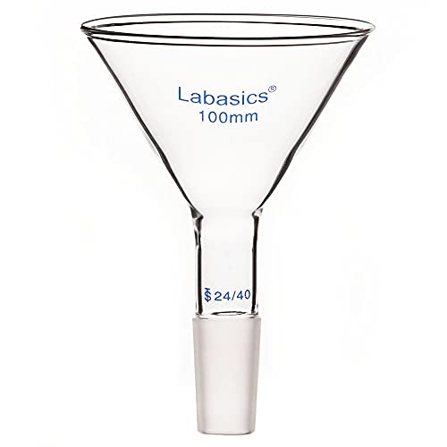 Labasics Pulvertrichter aus Glas mit Kurzem Stiel und 100 mm Spitze O.D. und 24/40 Inner Joint Glass Funnel Filtertrichter Glastrichter von Labasics