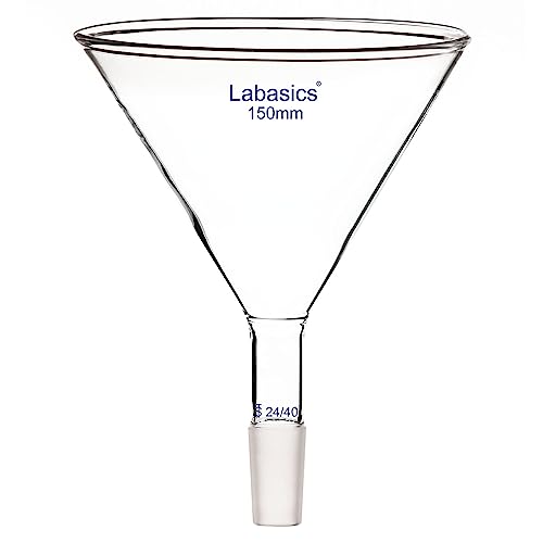 Labasics Pulvertrichter aus Glas mit Kurzem Stiel und 150 mm Spitze O.D. und 24/40 Inner Joint Glass Funnel Filtertrichter Glastrichter (OD 150 mm) von Labasics