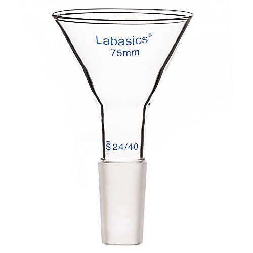 Labasics Pulvertrichter aus Glas mit Kurzem Stiel und 70 mm Spitze O.D. und 24/40 Inner Joint Glass Funnel Filtertrichter Glastrichter (OD 75mm) von Labasics