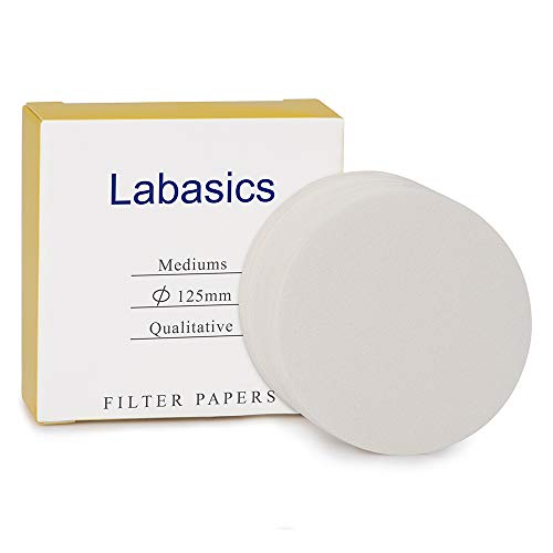Labasics Qualitatives Filterpapier Rund, Cellulose Filterpapier mit 125mm Durchmesser und Einer Filtrationsgeschwindigkeit von 20 Mikron, Packung mit 100 Stück von Labasics