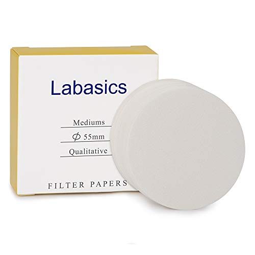 Labasics Qualitatives Filterpapier Rund, Cellulose Filterpapier mit 55mm Durchmesser und Einer Filtrationsgeschwindigkeit von 20 Mikron, Packung mit 100 Stück von Labasics