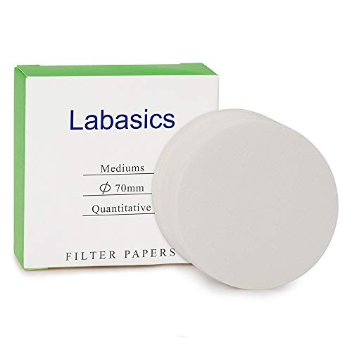 Labasics Quantitative Filterpapier Kreise, Zellulose Filterpapier mit 70mm Durchmesser und Einer Filtrationsgeschwindigkeit von 20 Mikron, Packung mit 100 Stück von Labasics