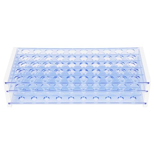 Labasics Reagenzglasständer, 3-Stufiger Abnehmbarer Blauer Kunststoff-Reagenzglasständer für Laborwissenschaftliche Experimente, 16 mm 50-Platz von Labasics